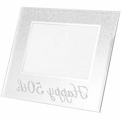happy 50th cornice portafoto in argento glitterato