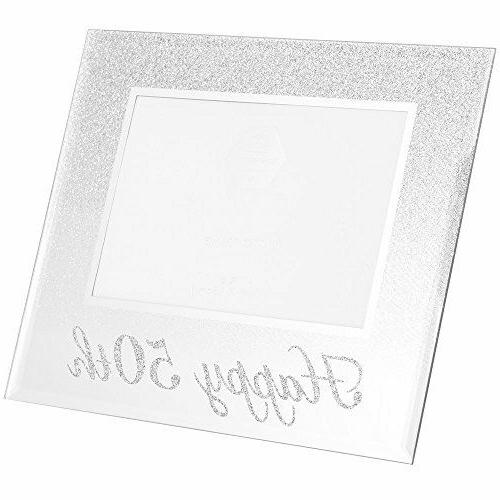 happy 50th cornice portafoto in argento glitterato