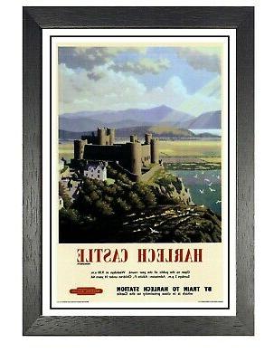 harlech castle ferrovia vecchia pubblicita poster bellezza