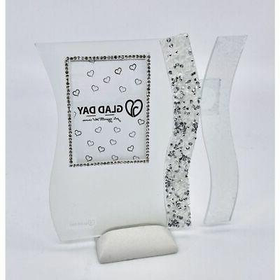 ice cornice portafoto vetro satinato con strass