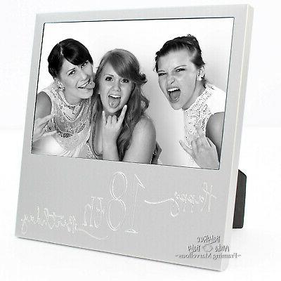 nuovo incisione argento 18th compleanno foto cornice