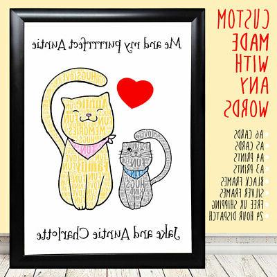 personalizzato auntie e nephew gatto regalo compleanno