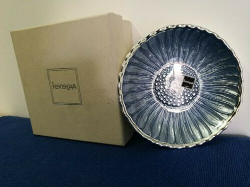 piatto girasole argento e vetro azzurro
