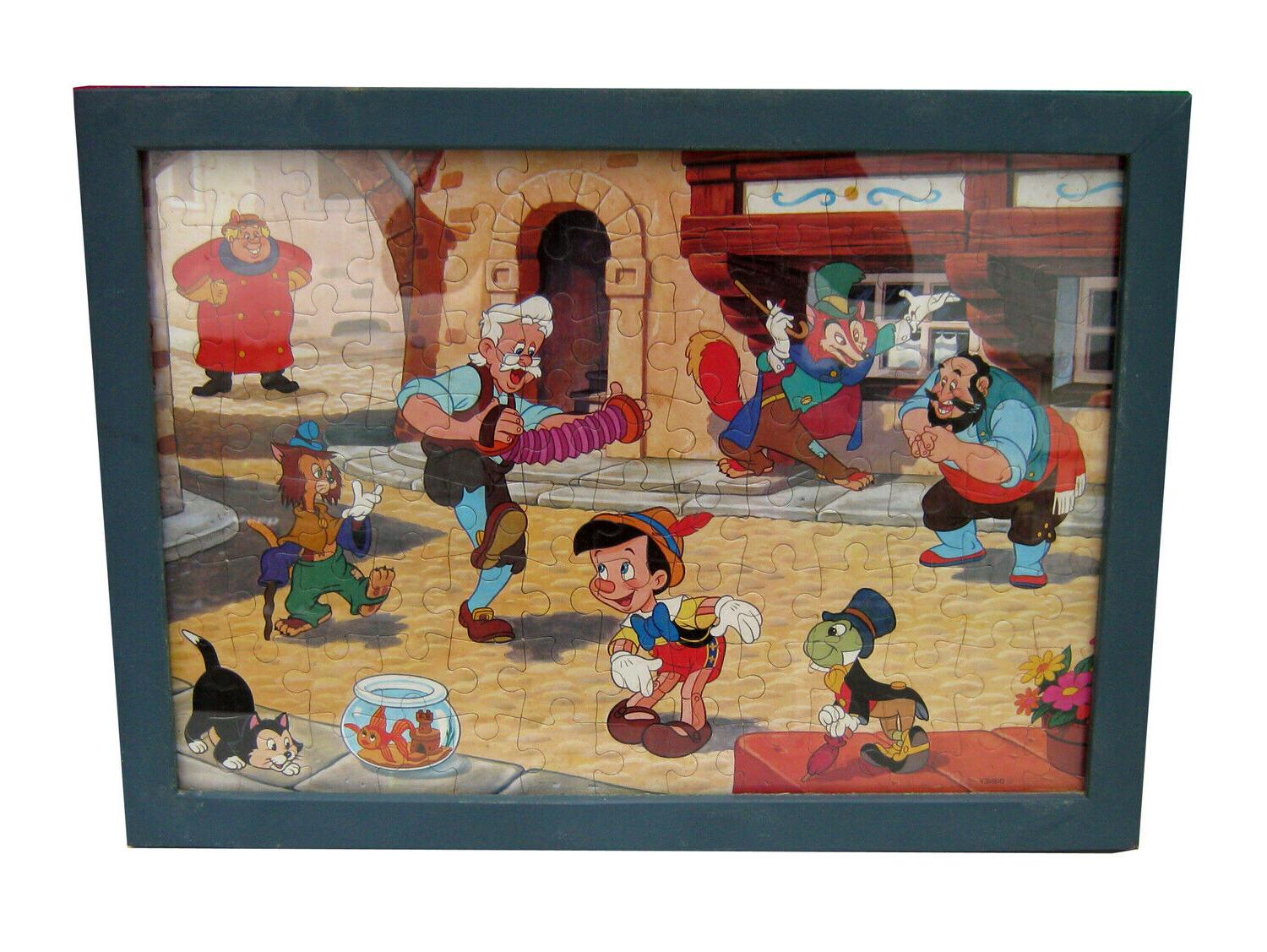 pinocchio puzzle quadro con cornice cm 53x39