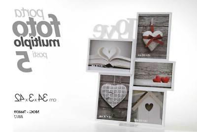 porta foto cornice multiplo 5 posti love