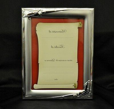 portafoto cornice argento 925 con pergamena laurea