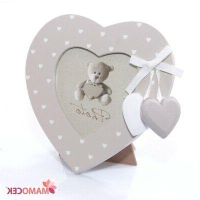 portafoto cornice cuore legno 14x14 grigio bomboniera