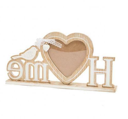 portafoto cuore shabby home legno da appoggio