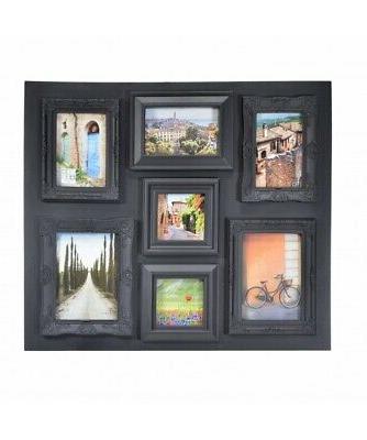 portafoto in legno da muro con 7