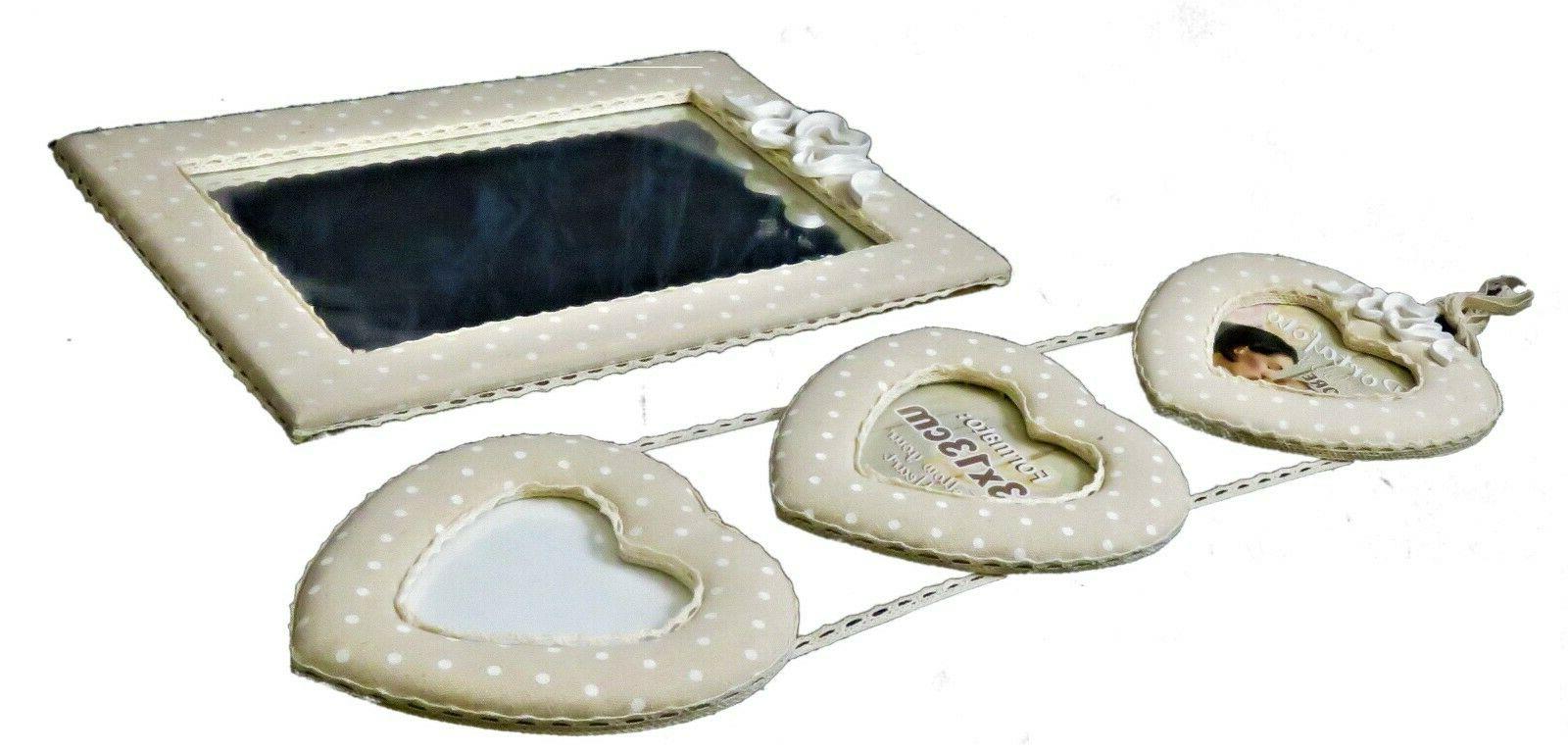 portafoto multiplo 3 cornici cuore e specchio