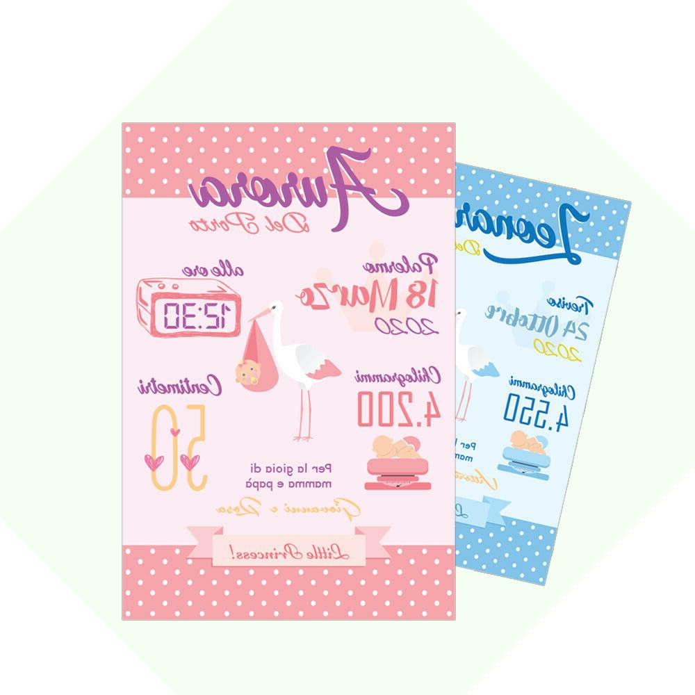 quadretto nascita personalizzato cicogna 21x30cm stampa corn
