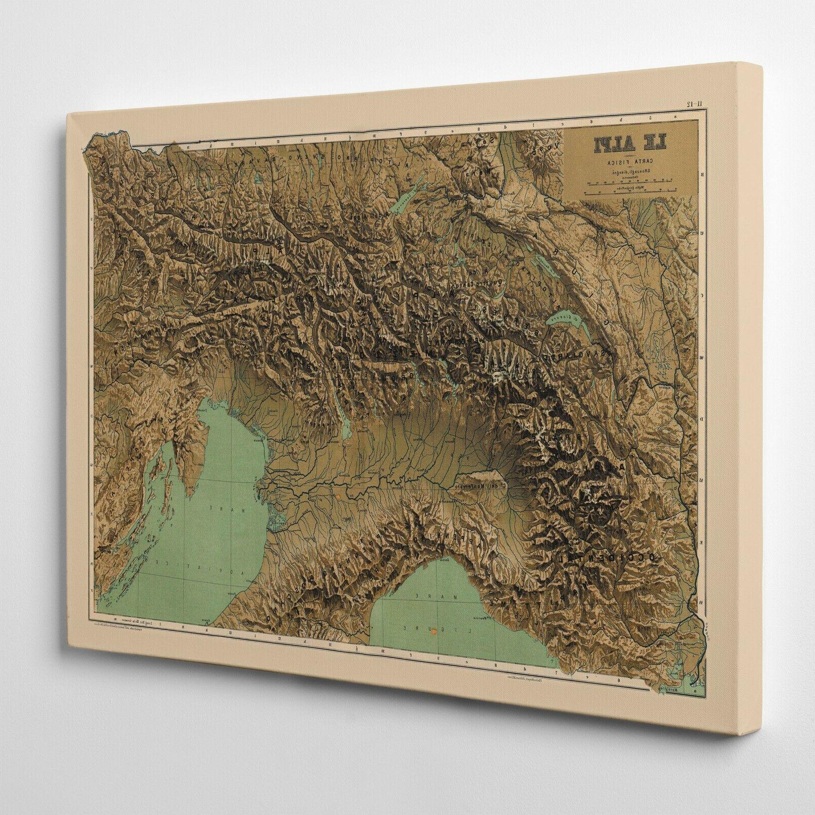 quadro natura mappa italia le alpi cartina