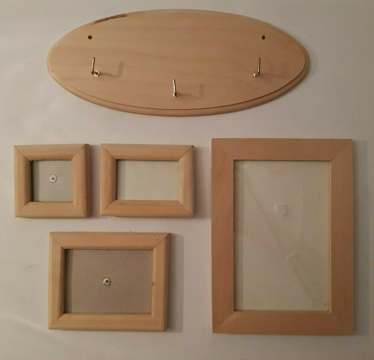set 4 cornici legno 1 appendino a