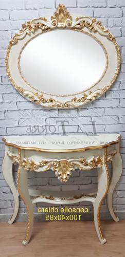Specchiera cornice ovale da parete chiara avorio oro entrati