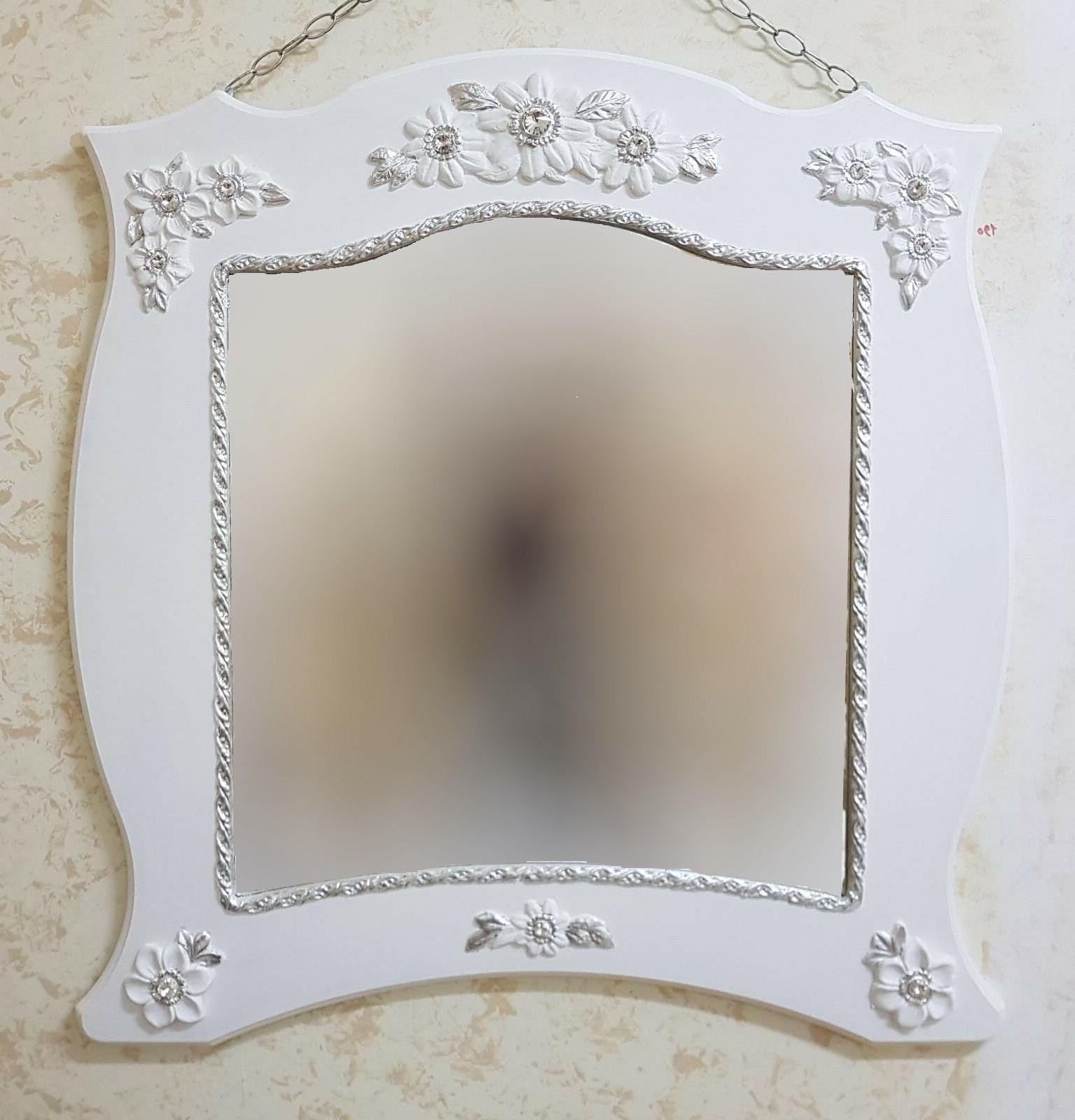 specchio da parete cornice in legno bianco
