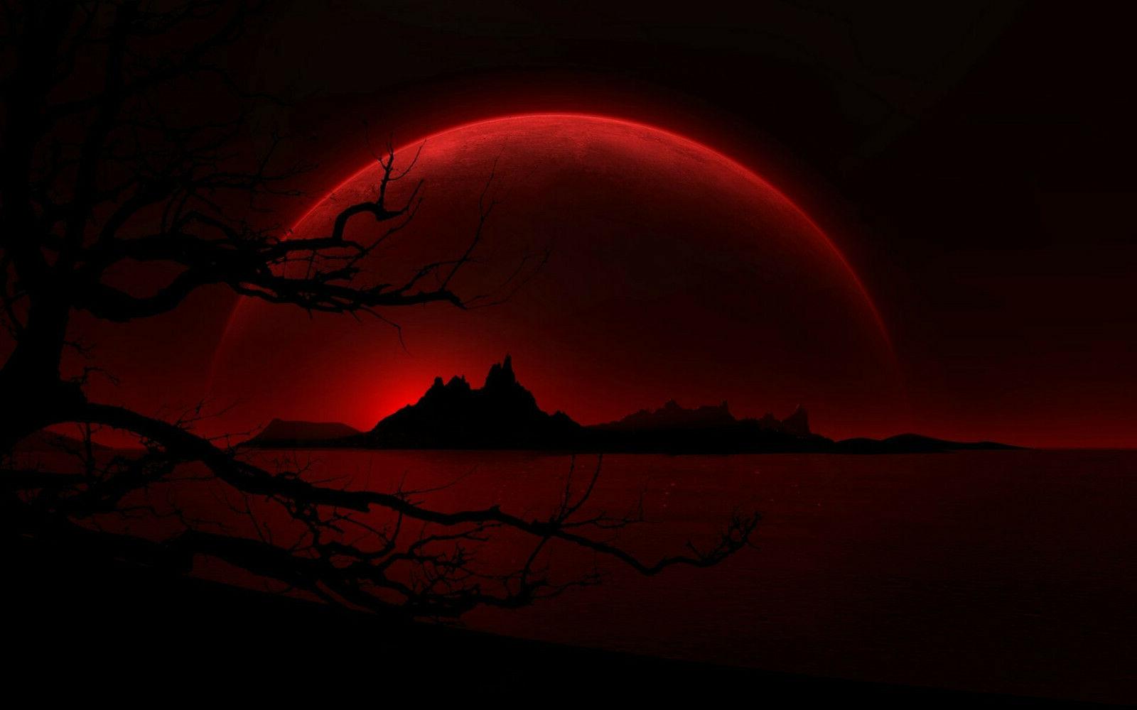 stampa con cornice gigante rosso luna dietro