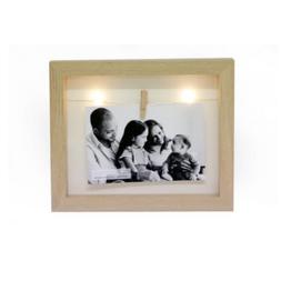 LED Pioli Legno Naturale Foto Cornice con da Appendere 4 x 6