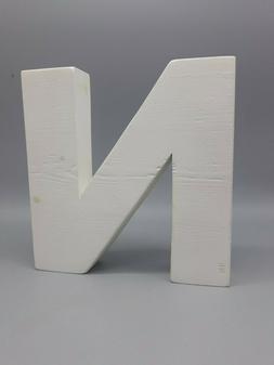 Lettera decorativa in legno grezzo laccato bianco - N 