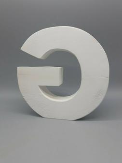 Lettera decorativa in legno grezzo laccato bianco - G