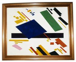 Malevich,Composizione, Stampa su tela /PVC+ Cornice in Oro i