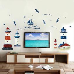 Muro Adesivo Decalcomania Marino Gabbiano Foto Cornice Faro 