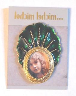Nwt Michel Verde Smeraldo Guilloche Smalto Color Oro Cornice