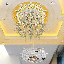 Oro/Argento Specchio Fiore Luce Surround Muro Adesivo Cornic
