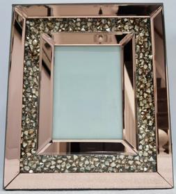 Oro Rosa Foto Cornice Scintillante Diamante Frantumare 5x7 F