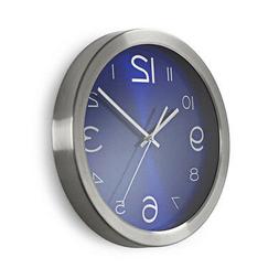 OROLOGIO DA PARETE 30 cm Quadrante Blu Cornice Acciaio Inox