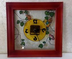 Orologio da parete 30x30 vetro dipinto a mano cornice legno 