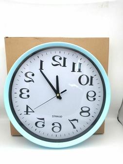 Orologio Da Parete Quarzo Muro Rotondo Cornice Azzurra Arred