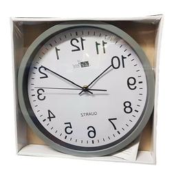 Orologio Da Parete Quarzo Muro Rotondo Cornice Color Grigio 