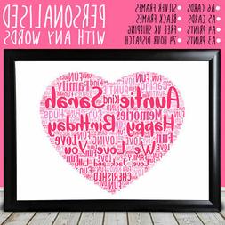 Personalizzato Auntie Cuore Regalo per Lei Compleanno Ricord