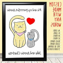 Personalizzato Auntie E Nephew Gatto Regalo Compleanno Ricor
