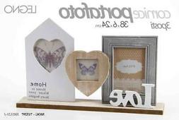 PORTA FOTO CORNICE IN LEGNO 38*6*24 CM 3 POSTI LOVE  MOG-715