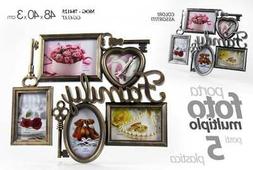 PORTA FOTO CORNICE MULTIPLO 5 POSTI FAMILY SHABBY CHIC 48*40