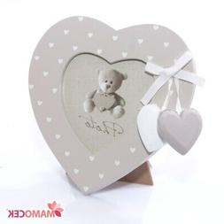 PORTAFOTO CORNICE CUORE Legno 14x14 grigio bomboniera battes