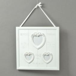 PORTAFOTO LEGNO CUORE BIANCO DA APPENDERE 3 POSTI QUADRO CM3