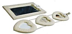 Cuore E Specchio Shabby Coordinato Tessuto Crema