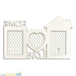 Portafoto multiplo abs 3 foto home love bianco