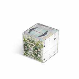 PORTAFOTO MULTIPLO X3 CUBO CRISTALLO TAVOLO ICE FRAME NICKEL