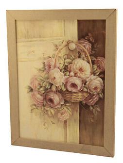DISRAELI Quadro con Cesto di Fiori con Cornice 70x90cm Shabb
