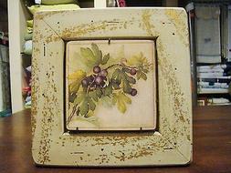 QUADRO DA CUCINA CON FICHI E CORNICE LEGNO AVORIO E ORO