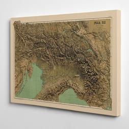 QUADRO NATURA  Mappa ITALIA - LE ALPI - CARTINA montagne -  
