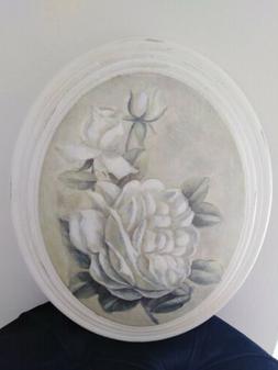Quadro Ovale Bombato Avorio 30x30 Shabby