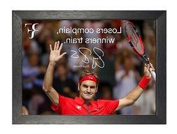 Roger Federer 8 Tennis Citazione Motivante Firmato Poster Sp