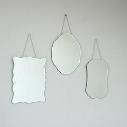Set Tre 3 Stile Vintage da Parete Specchio Shabby Casa Chic 