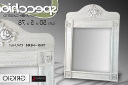SPECCHIERA SPECCHIO 78*50 CM GRIGIO CHIARO LEGNO CORNICE SHA