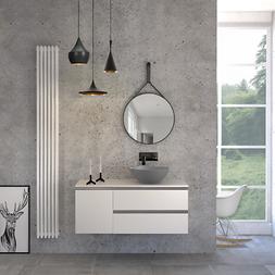 Specchio bagno 60 cm cornice in eco-pelle nera tondo
