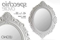 SPECCHIO BIANCO OVALE LEGNO 58*45 CM CON CORNICE SHABBY CHIC